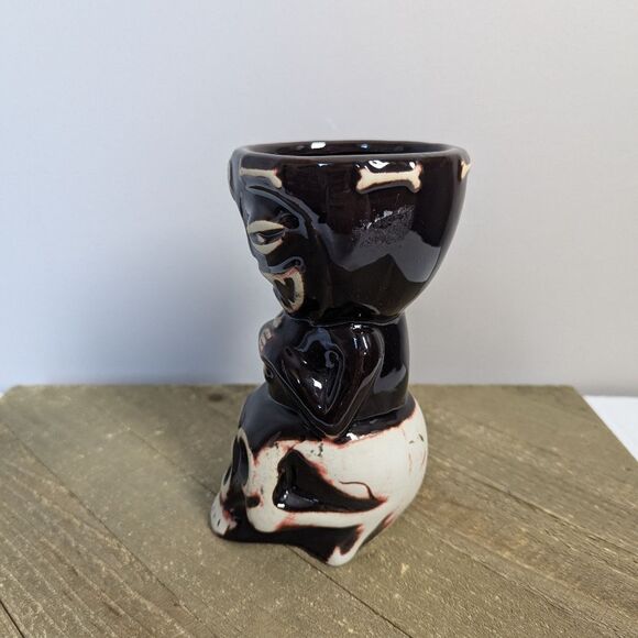 Vintage-Style Tiki Skull Mug – 6" Ceramic Polynesian Barware Cup Tikisou - Picture 2 of 8